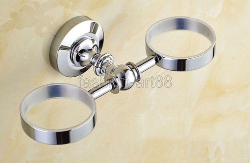 Polished Chrome Brass Double Tumbler Holder Toothbrush Cup Bath Accessory fba807 - Picture 2 of 8