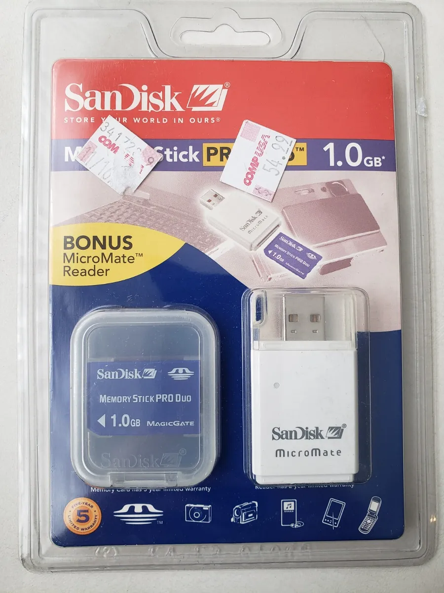 Sandisk Memory Stick PRO Duo 1.0gb Micromate Reader SDMSPDR-1024-A10 New  Sealed