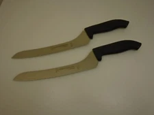 Dexter USA Set (2) 9" Offset Scalloped Slicer Bread Knives Black Factory Second
