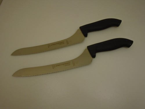 Dexter USA Set (2) 9" Offset Scalloped Slicer Bread Knives Black Factory Second