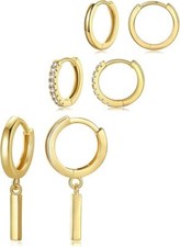 Small Gold Hoops Huggie Earrings for Women 14K Real Gold Plated Dainty Cubic Z