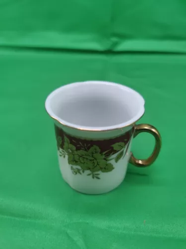 VINTAGE LEFTON CHINA CRANBERRY & GOLD FLOWERS DEMITASSE CUP 1988 