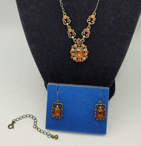 Schmuckset Halskette Ohrringe Verlängerung Anhänger durchbohrt AVON gelb orange rot - Bild 4 von 21