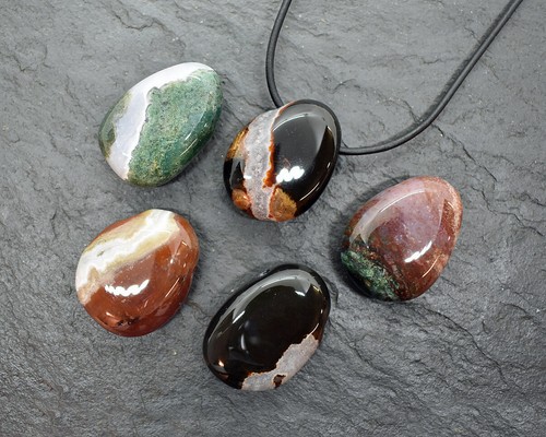 EDELSTEIN ANHÄNGER mit BAND Kette Trommelstein gebohrt CABOCHON/TROPFEN/FREEFORM - Bild 95 von 124