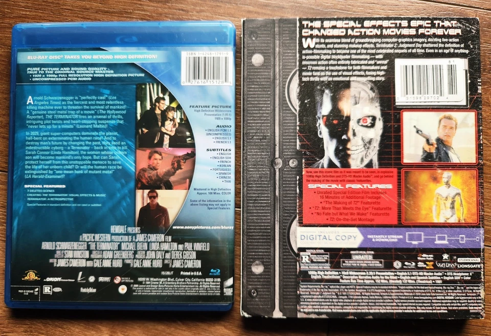 Terminator + Terminator 2 Judgment Day (Bluray W/ Retro VHS VINTAGE Slipcover) - Image 2 of 4