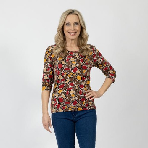 Shirt Braun 48 50 MILANO DESIGN Damen Fantasieprint multicolor R121