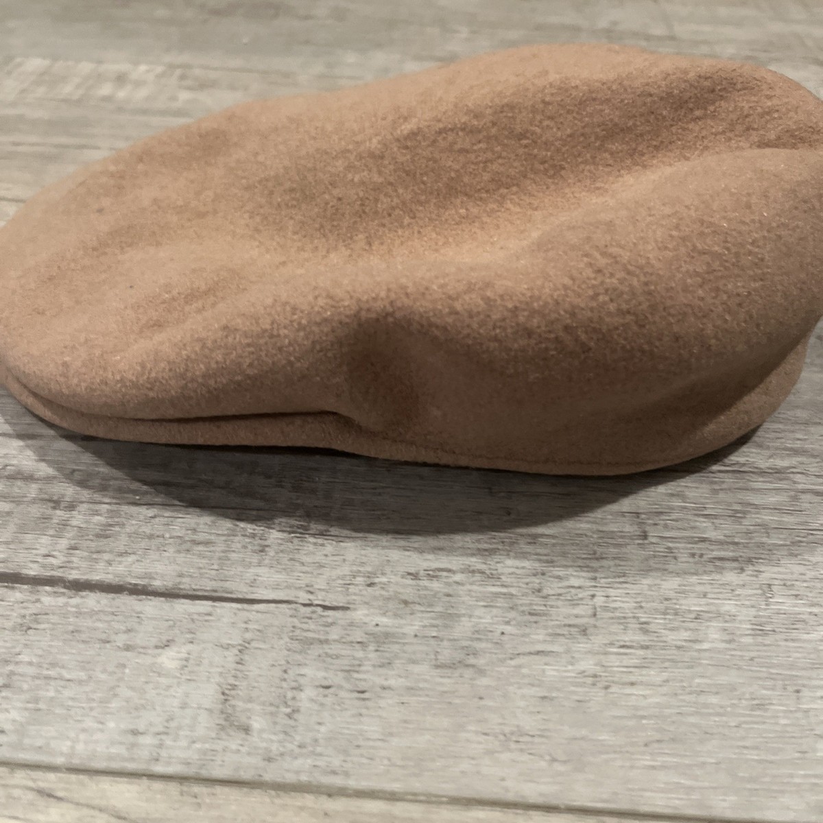 Kangol Wool Beret Hat Camel Brown Large Kangaroo Logo 100 