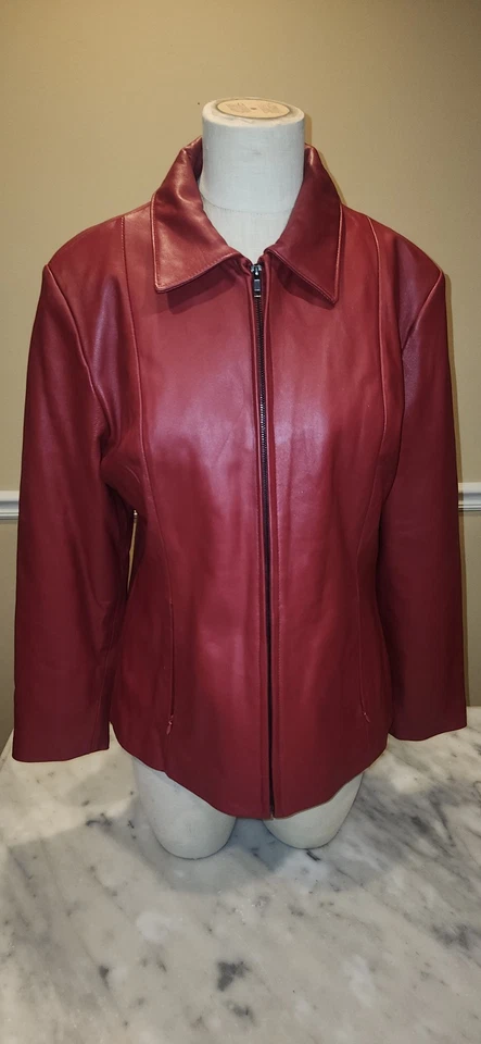Womens Excelled Red Leather Jacket Large - Image 2 of 4