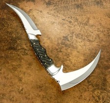Cuchillo Karambit de hoja fija hecho a mano personalizado cuchillo de caza de doble hoja con cubierta