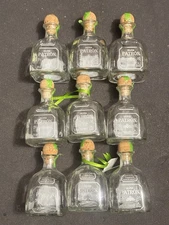 Patron Silver 100% De Agave 375ml Empty bottles with corks Lot of 9
