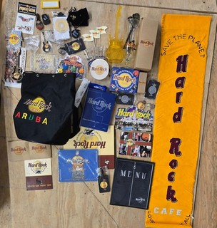 Vintage Hard Rock Cafe Miscellaneous Memorabilia Lot PINS MENU MAGNETS AND MORE!