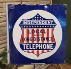 Vintage Public Independent Mountain Telephone Company Porcelain Flange Sign