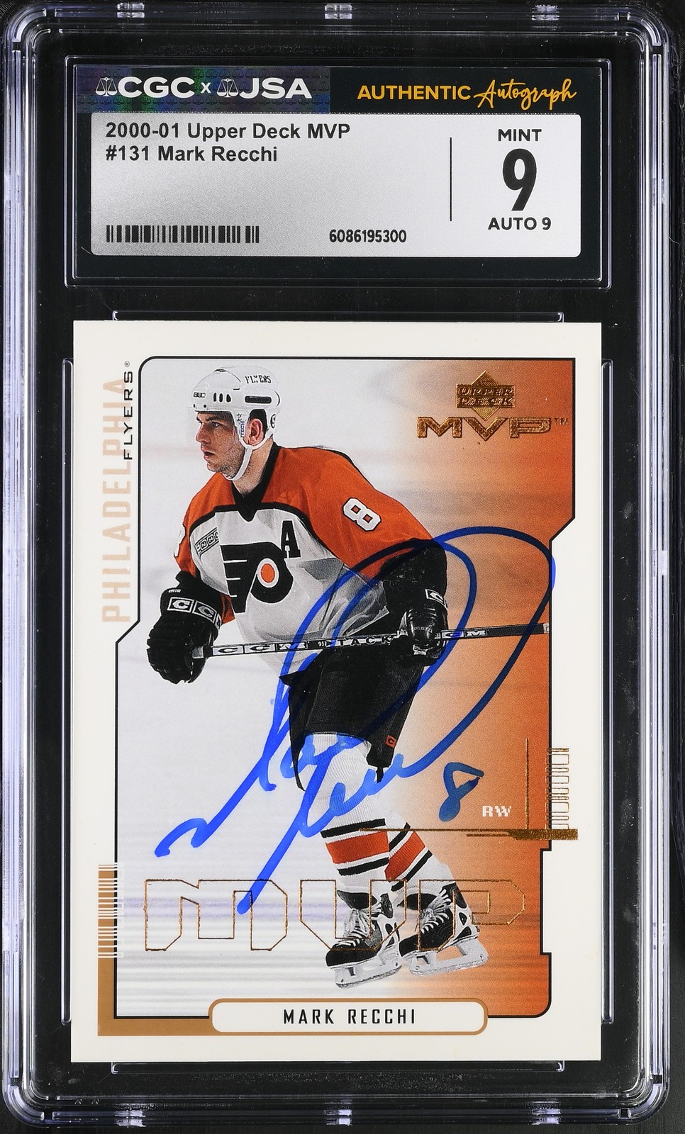 2000-01 Upper Deck MVP #131 Mark Recchi JSA AUTO 9 - CGC 9