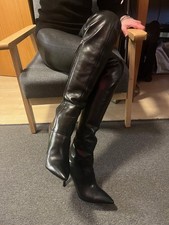 Overknee-Designer Stiefel, echtes Leder 39, schwarz, neu, Hugo Boss, Eyecatcher!