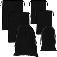 Black Velvet Drawstring Pouch, 6 Pcs Adjustable Toy Organizer Bags Portable Fold