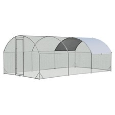 Large Metal Chicken Coop Outdoor Galvanized Dome Cage w/ Cover 9 ft x 19 ft
