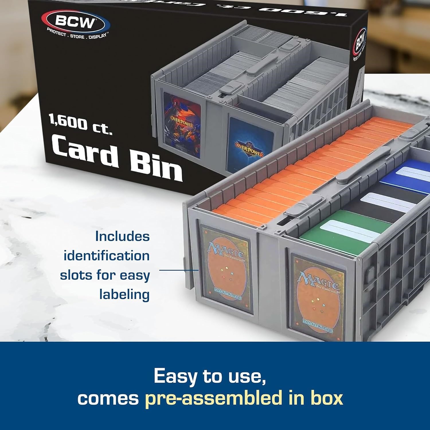 BCW Plastic Cards Box Bin For Trading Gaming Sport Toploader Magnet ...
