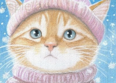 ACEO print Limited Ed.  philosophic ginger kitten, red cat by Anna Hoff Germany