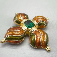 Vintage Joan Rivers Maltese Cross Brooch Enam...