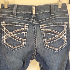 Ariat R.E.A.L Women  s Mid Rise Bootcut Jeans 29R Marine Entwined Stitching Denim