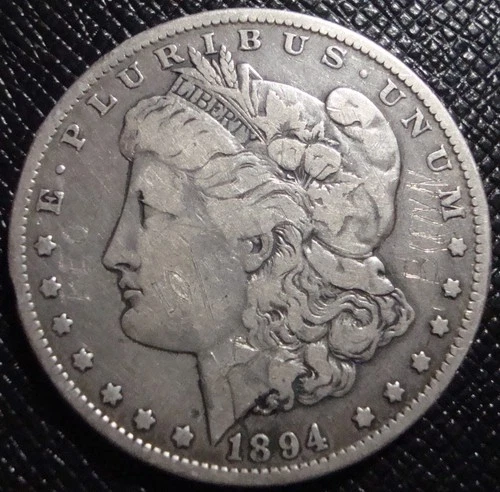 Key Date 1894-O Morgan Silver Dollar - Fine Condition - Details Graffiti