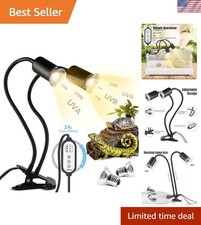 Reptile Heat Lamp, Double-Head Heat Lamp with Clamp, UVA UVB Reptile Light wi...