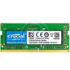 Crucial DDR4 16GB 3200 MHz PC4-25600 260-Pin SODIMM Notebook Memory RAM 1 x 16GB