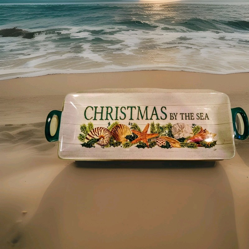 CHRISTMAS BY THE SEA CONDIMENT TRAY TARA REED DECOR TRINKET DISH  
