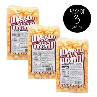 Bacon Ranch Popcorn | Pack of 3 | 3.5 oz | HR Poppin' Snacks