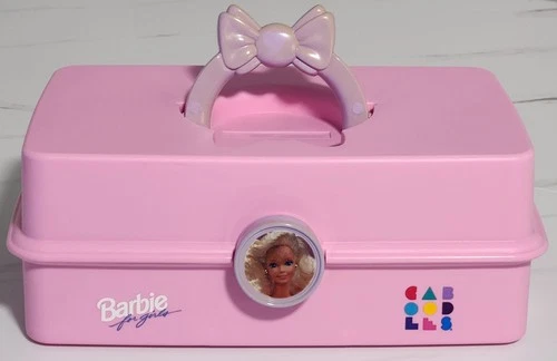 Vintage 90s Barbie For Girls Caboodles Makeup Accessory Storage Box Super Clean