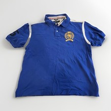 Tommy Hilfiger Polo Shirt Mens XL Blue Crest Rugby Preppy Heritage Short Sleeve