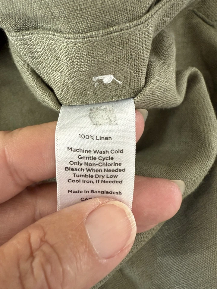 Talbots BOTÓN LATERAL LINO BANDA CUELLO POPOVER Talla XL Verde Salvia E63 Foto 4 de 4