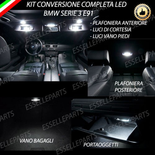 KIT LED INTERNI BMW SERIE 3 E91 CONVERSIONE COMPLETA + LED ANTI POZZANGHERA - Foto 1 di 1
