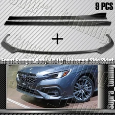 Matt Black Front Bumper Spoiler Lip + Side Skirt 9PCS Fit 2022-2025 Subaru WRX