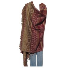 Yak Wool Blend Shawl/Throw Handloomed Reversible Desert Sand Design