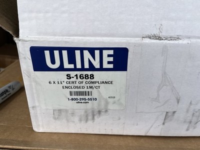 Lot of 1000 Plus Uline S-1688  Cert of Compliance Enclosed   6 X 11
