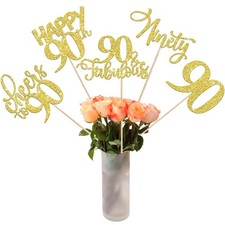 15 Pack Happy 90th Birthday Party Decorations 90th Birthday Centerpieces Stic...