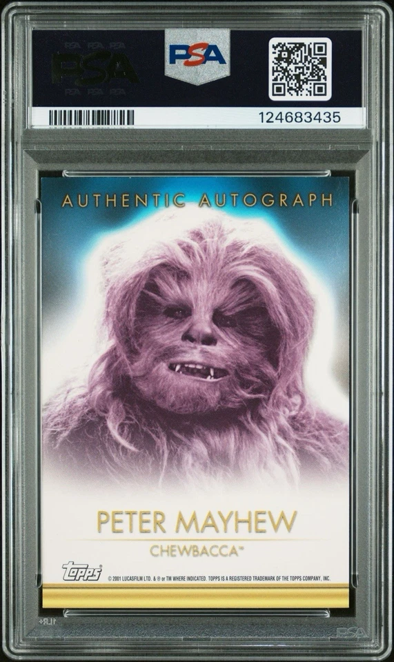 2001 Topps Star Wars Evolution Peter Mayhew Chewbacca PSA 8 Auto 10 - Image 2 of 3