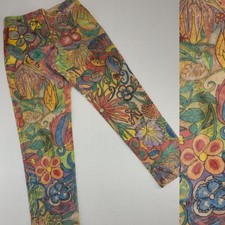 Vintage 1960s Hand Drawn Art Pants | Rare OOAK Hippie Boho Musician Folk Art Psy