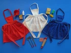 Vtg Barbie PAK What's Cookin? Partial Set-3 Aprons, Tools Knife + HK Accessories