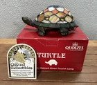 Vintage Quoizel Turtle Stained Glass Accent Lamp Hand Made Tiffany Style Decor