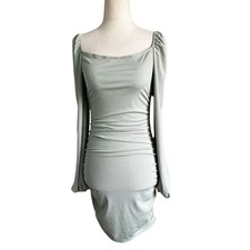 Shein Green Ribbed Ruched Bodycon Mini Dress Women's Size Small | 2-18-2