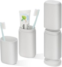 Travel Toothbrush Toothpaste Case 2 in 1 Gray Toothbrush Holder Rinse Cup