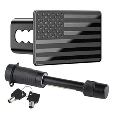 SINGARO Tow Hitch Cover, Heavy Metal Trailer Hitch Cover American Flag Black