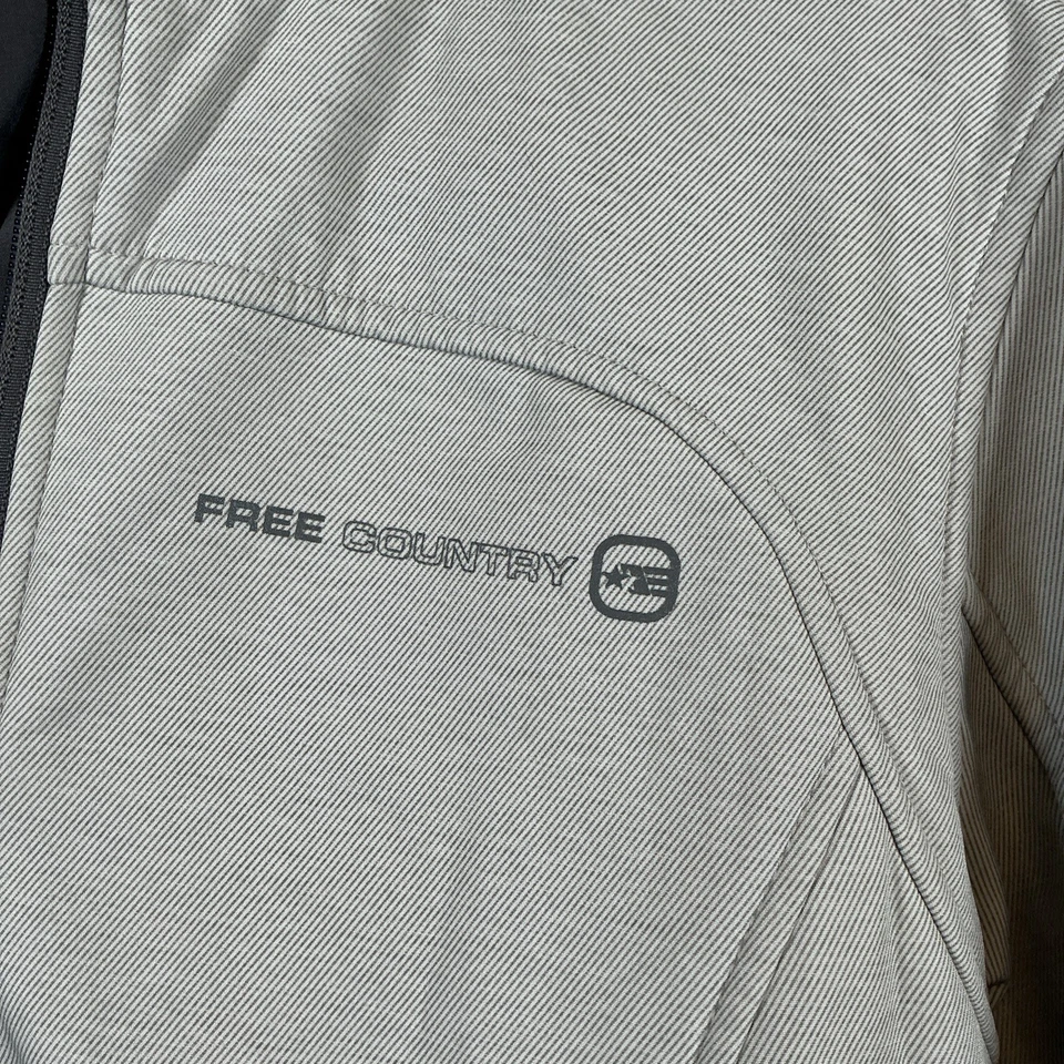 Chaqueta con capucha Free Country para mujer de piel sintética interior cremallera completa talla mediana gris Foto 2 de 4