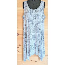 Cynthia Rowley Asymmetrical Dress 1X Venice City Toile Whimsical Sketch Travel