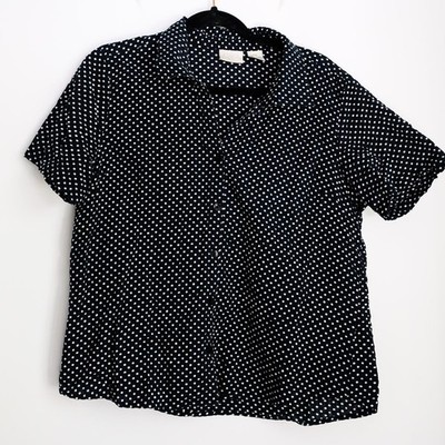 Vintage Erika Petite PXL Cotton polka dot button down blouse whimsigoth