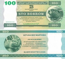 Matej Gabris Poland 100 Zlotych Bobrow 2025 UNC Fantasy Banknote Bon Satyryczny