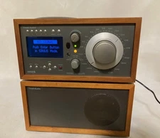 Tivoli Audio Satellite AM/FM Radio with Additional Speaker Cherry Cases Nice