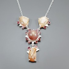 Handmade 40 ct+ Ruby Necklace 925 Sterling Silver 20